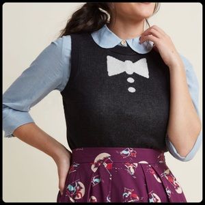 🆕 ModCloth Bow Tie ‘n Buttons Vest Sz 1X